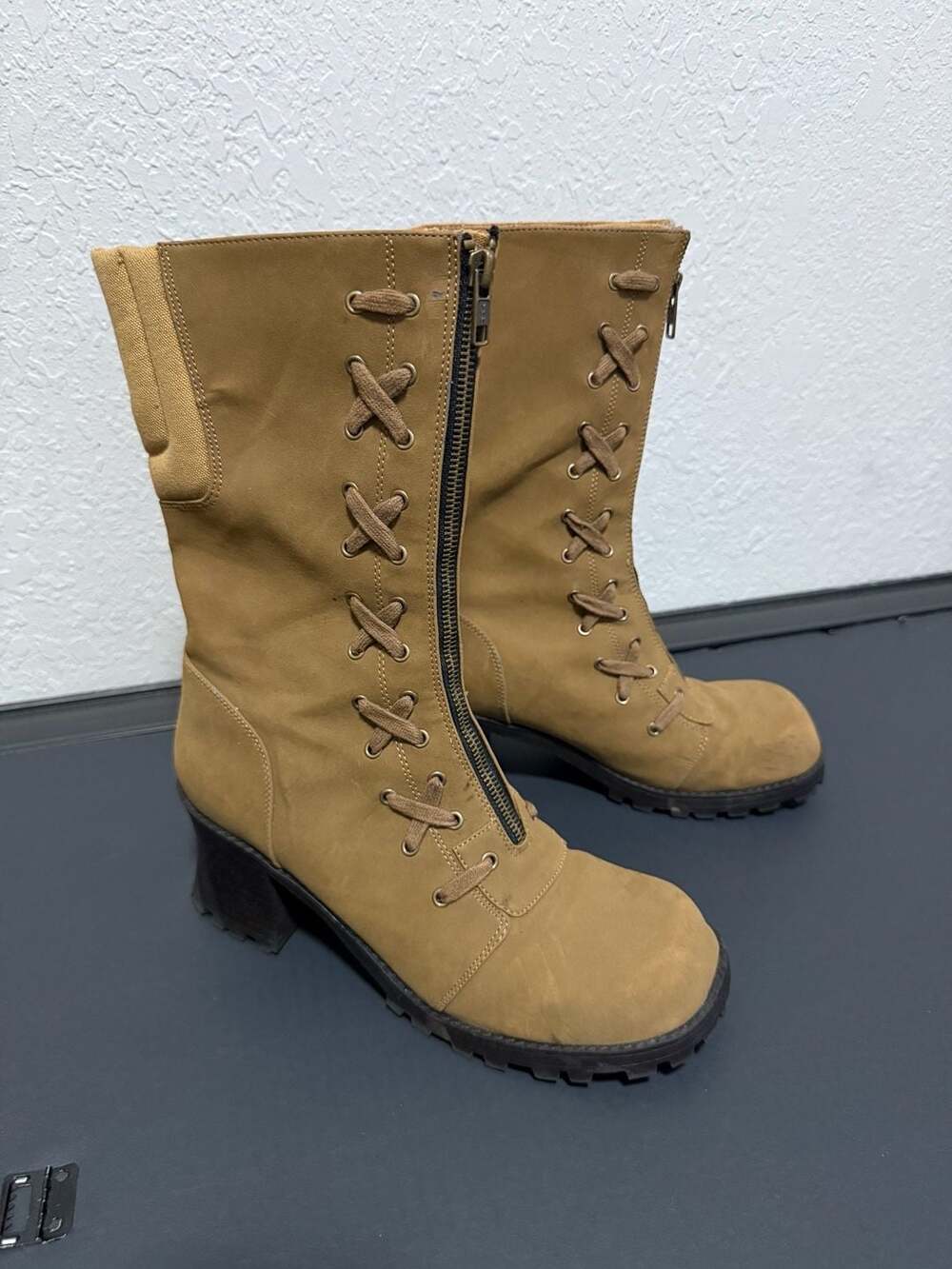 Journee Collection Jenicca Lace-Up Lug Sole Block Heel Boots